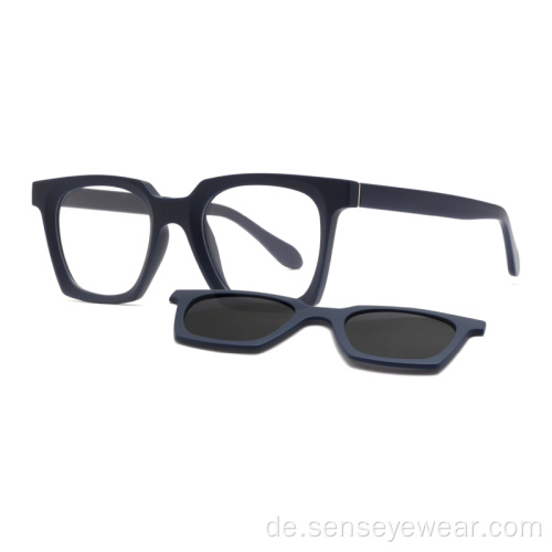 Square TR90 Magnetischer UV400 polarisierter Clip auf Sonnenbrillen